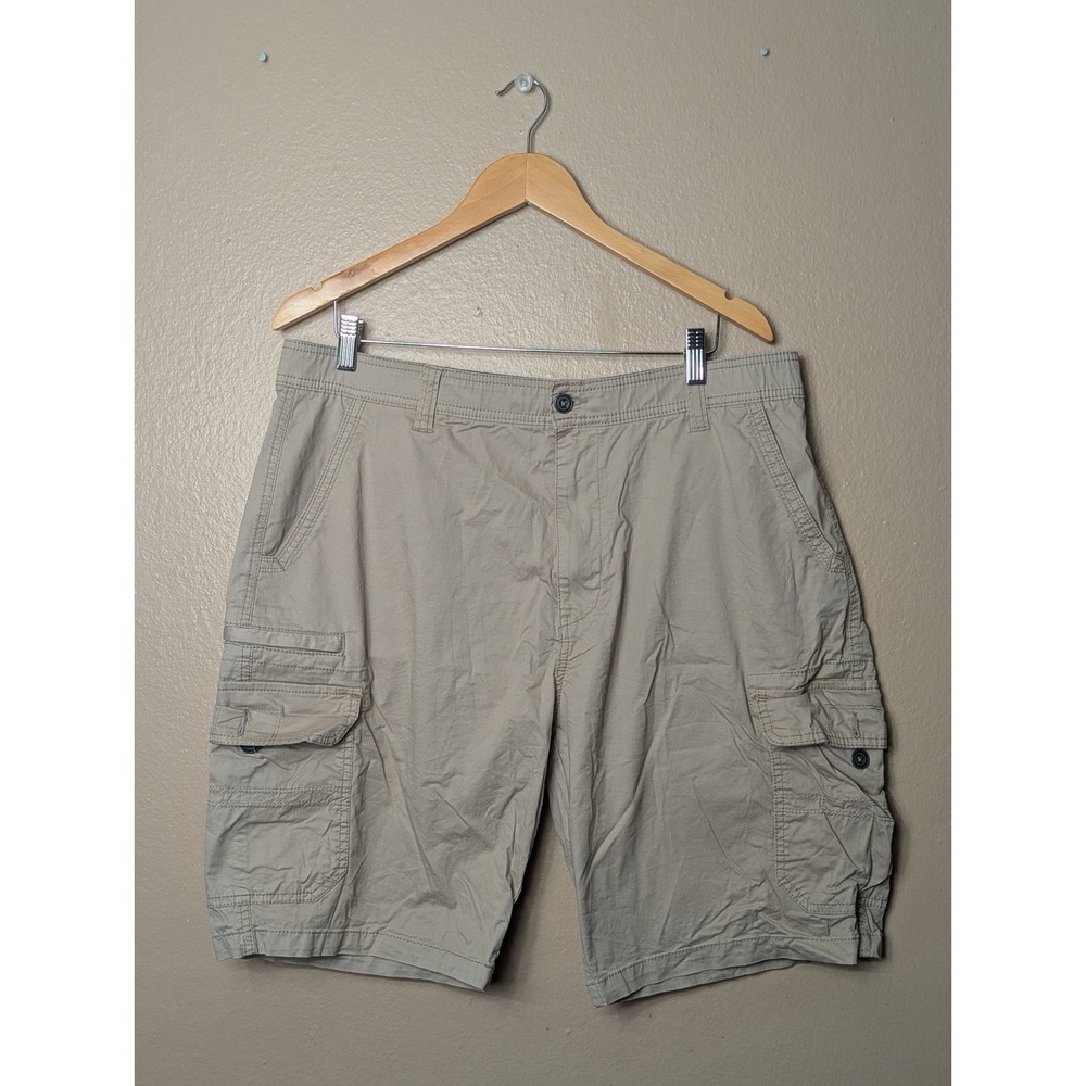 Iron‎ Co Cargo Shorts Mens 38 Khaki Flat Front Casual Outdoor Utility